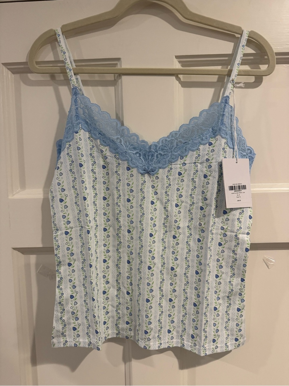 Roller Rabbit Blue & White Floral Lace-Trim Cami Pajama Top